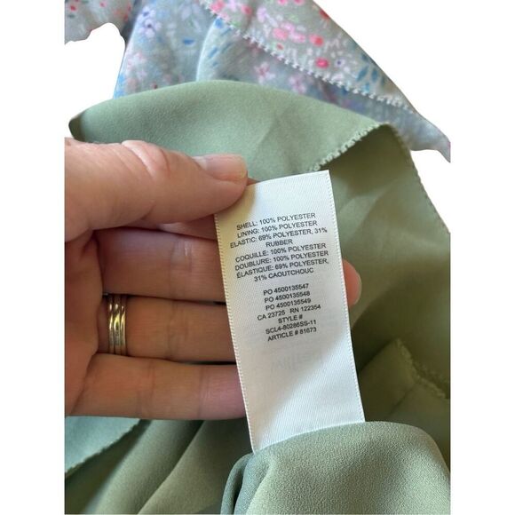 Aritzia Wilfred Tempest Mini Dress size M Long Sleeve Ditsy Green Floral - Picture 13 of 13